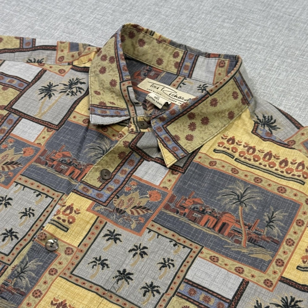 Tori Richard Button Shirt Mens Medium Multicolor Short Sleeve Hawaiian Made USA